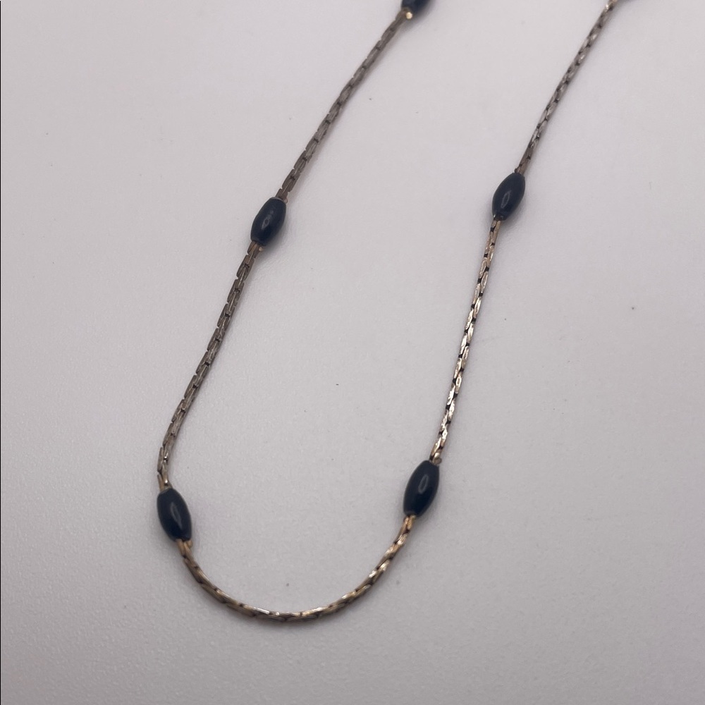 Elegant Silver Necklace with Black Accents - Picture 2 of 4